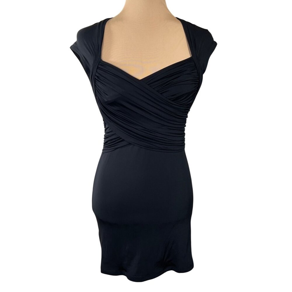 BCBGMaxazria Bodycon Mini Dress Black M Medium Open Back Stretch